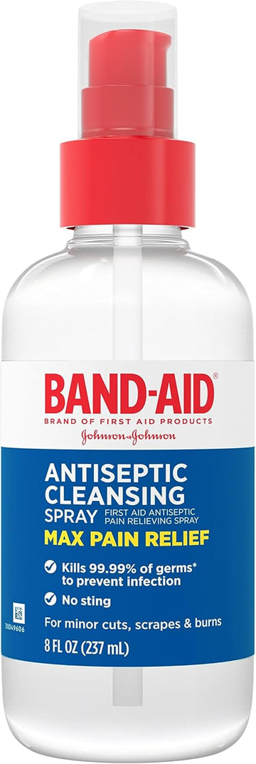 Band-Aid Brand Pain Relieving Antiseptic Cleansing Spray, Pramoxine Hcl, 8 Fl. Oz