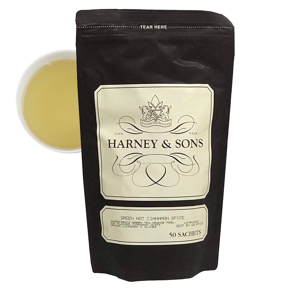 Harney & Sons Bag Of Sachets, Green Hot Cinnamon Spice 50 Count