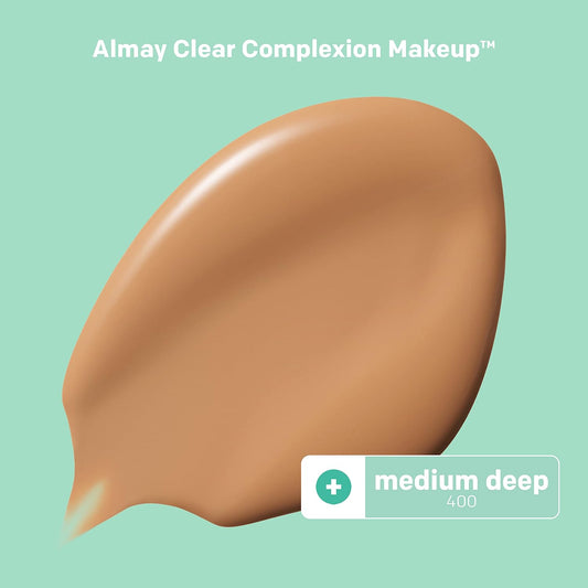 Almay Clear Complexion Acne & Blemish Spot Treatment Concealer Makeup With Salicylic Acid- Lightweight, Full Coverage, Hypoallergenic, Fragrance-Free, For Sensitive Skin, 400 Medium/Deep, 0.3 Fl Oz