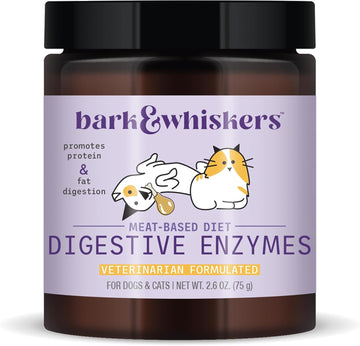 Bark & Whiskers Digestive Enzymes Meat-Based Diet For Dogs & Cats, 2.6 Oz. (75 G), 150 Scoops, Promotes Protein & Fat Breakdown, Vet Formulated, Dr. Mercola