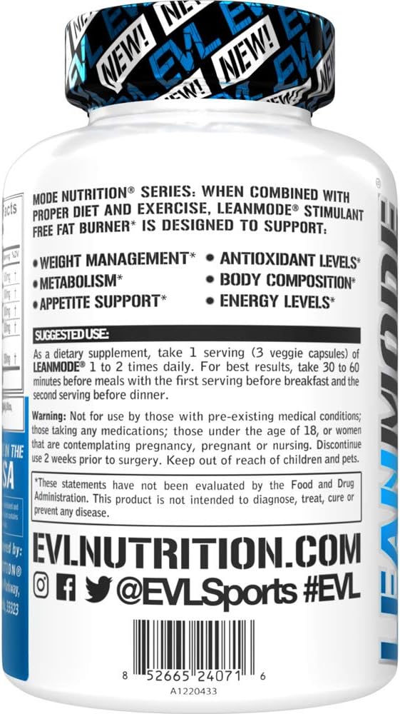 EVL Weight Loss Support Pills - Premium Multipurpose Appetite Metabolism and Fat Loss Support for Men and Women - LeanMode with Green Coffee Bean Extract CLA and Garcinia Cambogia - 50 Servings : Health & Household