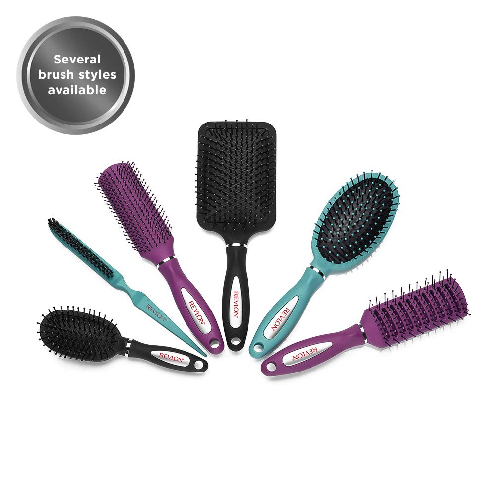 Revlon Straight & Smooth Soft Touch Paddle Hair Brush Set, Black + Berry : Beauty & Personal Care