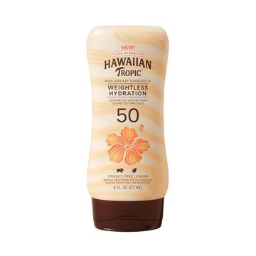 Hawaiian Tropic Weightless Hydration Lotion Sunscreen Spf 50, 6Oz | Oil Free Sunscreen, Hawaiian Tropic Sunscreen Spf 50, Broad Spectrum Sunscreen, Oxybenzone Free Sunscreen, Body Sunscreen, 6Oz