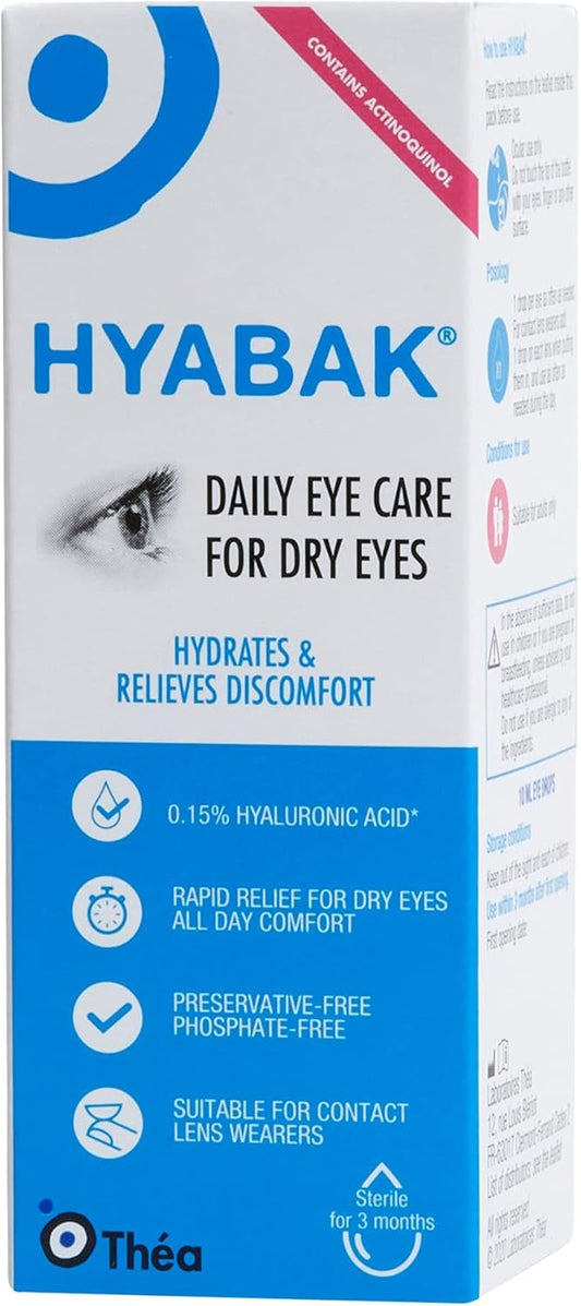 Hyabak (10Ml) | Moisturising And Lubricating Solution For Dry Eyes & Blephasol 100Ml Sensitive Eyelids Eye Lotion