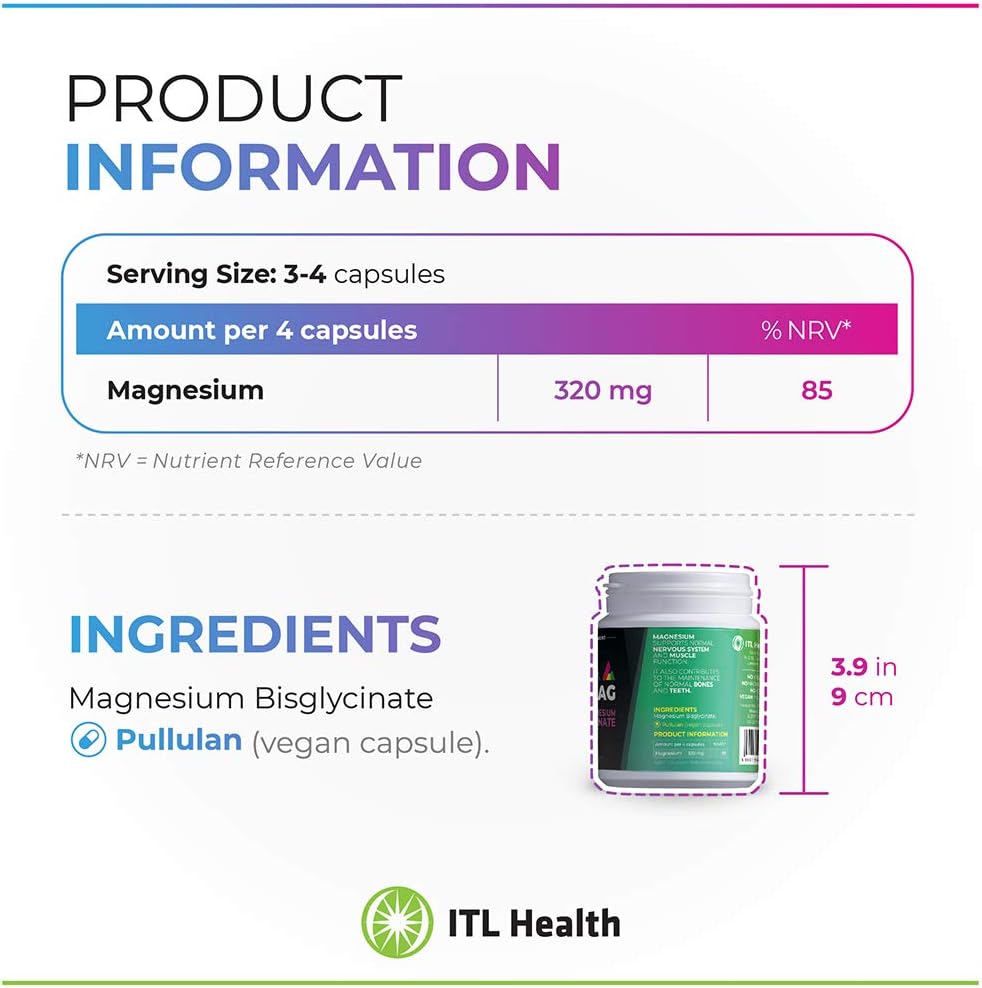 PrizMAG by ITL Health Vegan Magnesium Bisglycinate Capsules - 90ct - Digestive Health & Sleep Support Formula | High Absorption | No Fillers or Stearates | Magnesium Oxide Free (90 Caps) : Amazon.co.uk: Health & Personal Care