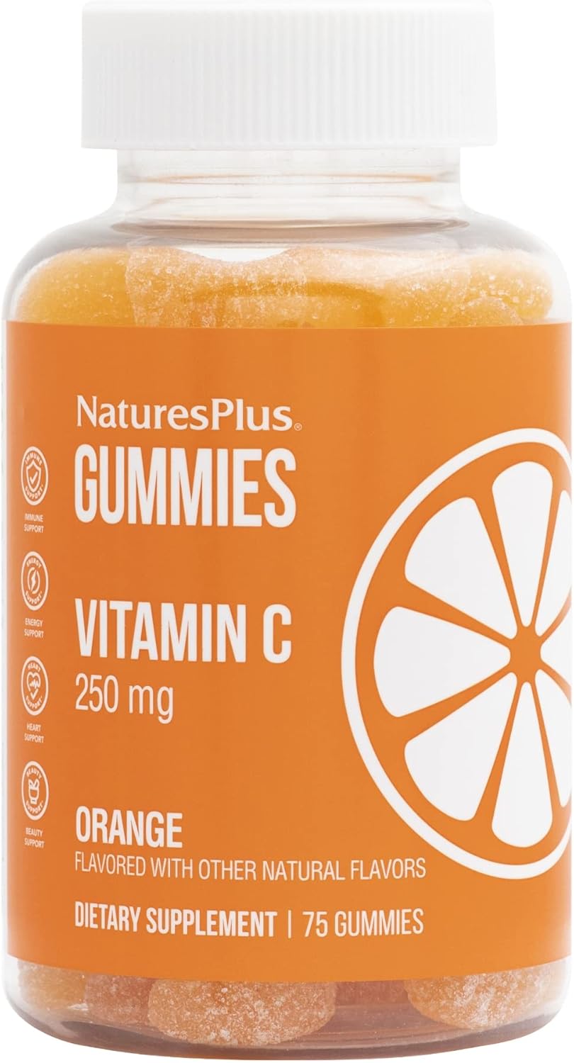Natures Plus Gummies Vitamin C - 75 Gummies, Orange - Promotes Optimal Immune Health - Nutritious & Delicious - Vegan, Gluten Free, Non-Gmo - 37.5 Servings