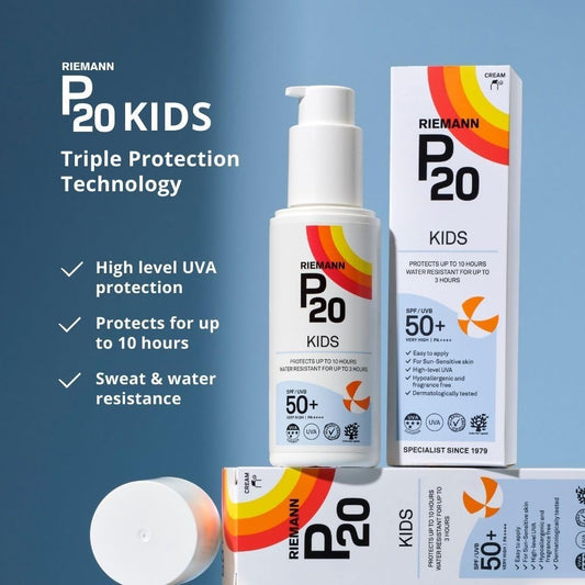 Riemann P20 Sun Cream/Lotion For Kids (+1 Yr) Spf50+. All Day Long, Once A Day, Hydrating, Absorbs Fast, Long Lasting, 5*Uva & Uvb, Protects Up To 10Hrs, Water Resistant Up To 3Hrs, No Octocrylene