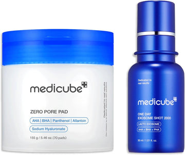 Medicube Daily Toner Pads With Exosome 2000 For Pore Care: Medicube Zero Pore Pads 2.0 And Zero Exosome Shot 2,000 Ppm Spicule Facial Serum