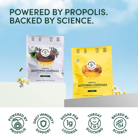 Beekeeper'S Naturals Soothing Honey Ginger Lemon Cough Drops - Immune Support With Vitamin D, Zinc And Propolis Throat Soothing Lozenges, 14 Ct