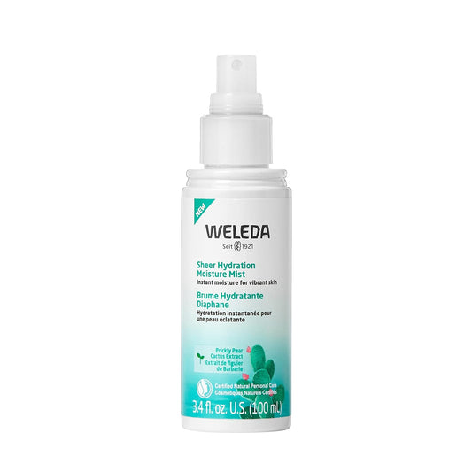 Weleda Sheer Hydration Moisture Mist, 3.4 Fluid Ounce, Plant Rich Moisturizer with Prickly Pear Cactus Extract and Aloe Vera