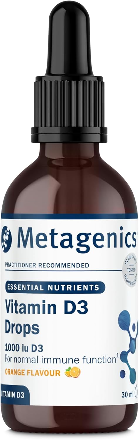 Metagenics Vitamin D3 Liquid Drops - 1000Iu Vitamin D For Healthy Immune System, Bones, Muscles & Teeth - Orange, 30Ml