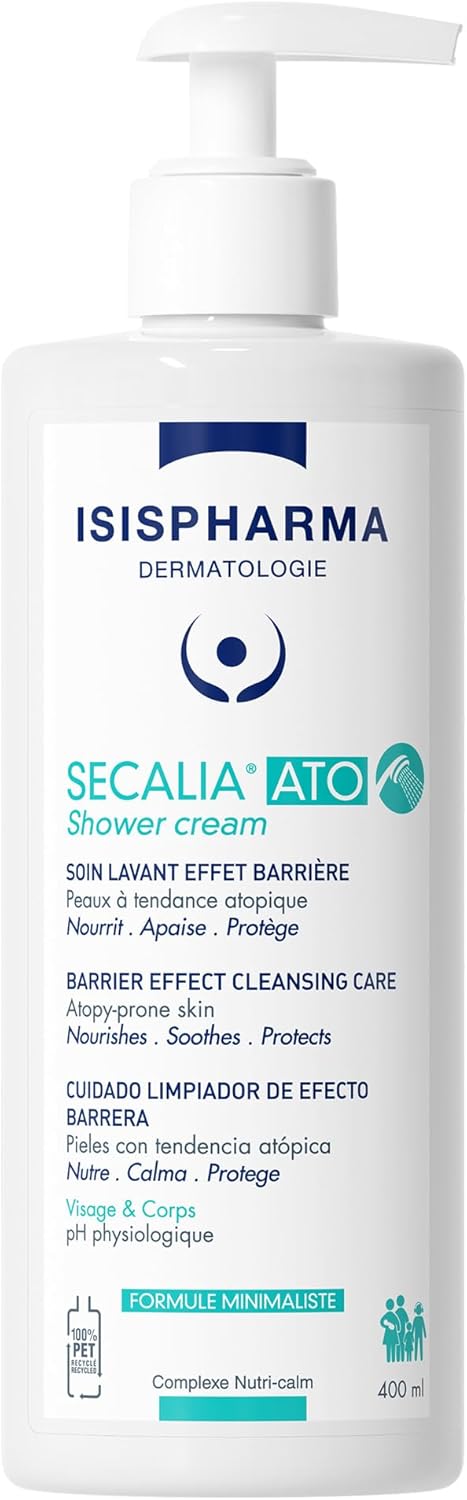 Isispharma Secalia Ato Shower Gel 400 Ml - Body Wash For Dry Skin With Atopic Tendency - Body Care Barrier Effect - Nourishes And Soothes Itching - Family Size Bodywash - Made In France