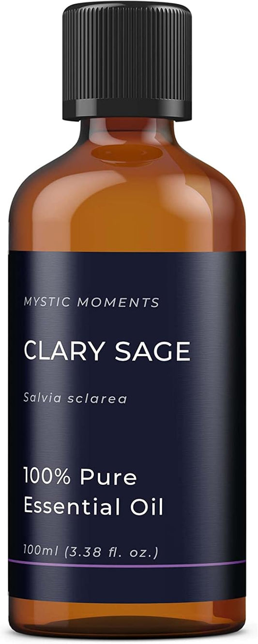 Mystic Moments | Clary Sage Essential Oil 100ml - Pure & Natural oil for Diffusers, Aromatherapy & Massage Blends Vegan GMO Free