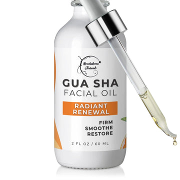 Brookethorne Naturals Gua Sha Oil For Face | Radiant Renewal Facial Oil For Gua Sha Massage & Dermaplaning | 100% Natural Hydrating Face Oil With Jojoba, Rosehip, Argan Oil & Ahas To Firm & Restore