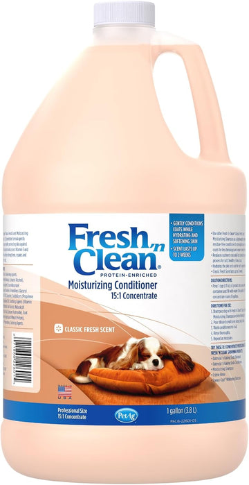Pet-Ag Fresh ’N Clean Conditioner, Classic Fresh Scent (15:1 Concentrate) - 1 Gallon - Moisturizes With Vitamin E & Aloe Vera - Strengthens & Repairs Coats - Soap Free