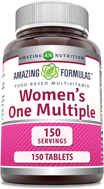 Amazing Formulas Multivitamin Food Based Tablets | Perfect Blend Of Vitamins, Minerals, 25 Million Cfu Probiotics (Women'S One Multiple, 150 Count)