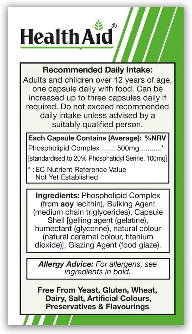 HealthAid Phosphatidyl Serine - 30 Capsules : Amazon.co.uk: Health & Personal Care