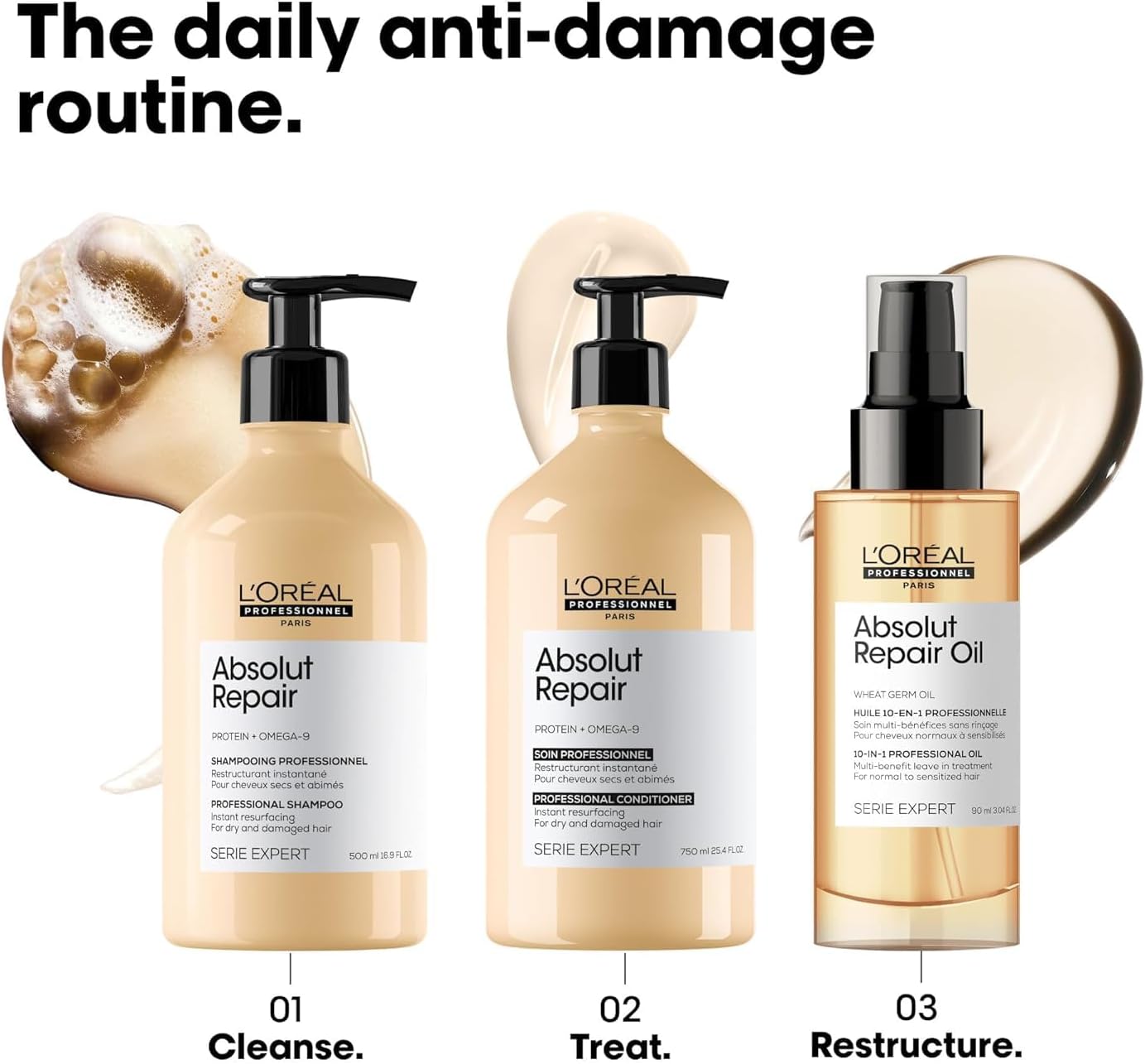 L’Oréal Professionnel Absolut Repair Hydrating Shampoo 500ml, for Dry hair, intense softness & shine, moisturising & nourishing : Amazon.co.uk: Beauty