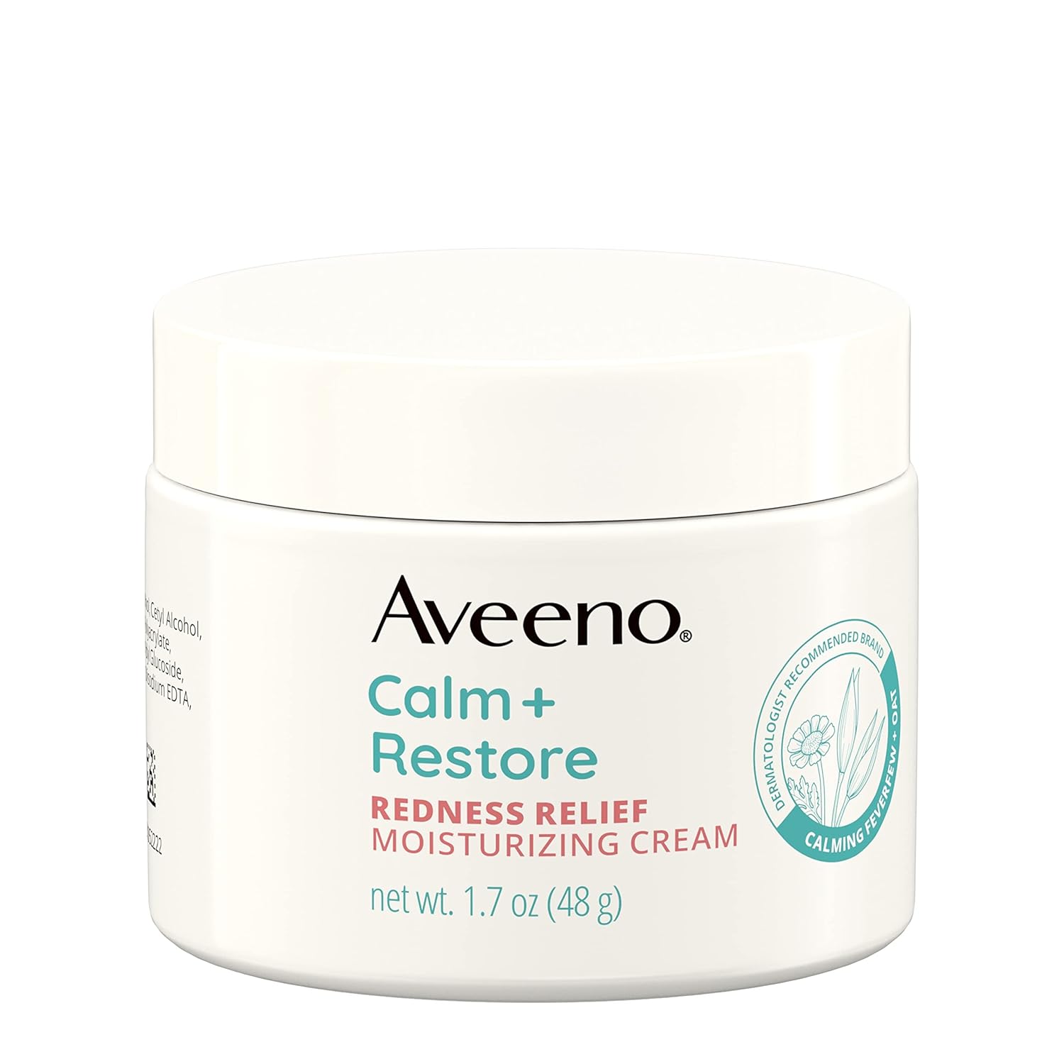 Aveeno Calm + Restore Facial Cream For Redness Relief, Soothing Face Moisturizer For Sensitive Skin, Hypoallergenic Formula, Fragrance-Free, 1.7 Oz