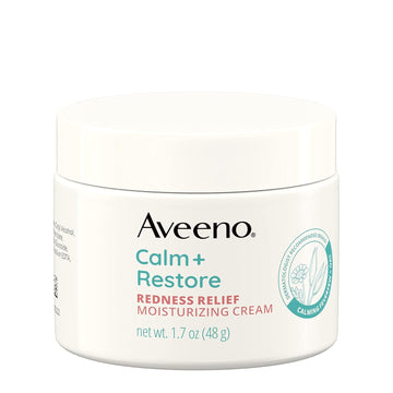 Aveeno Calm + Restore Facial Cream For Redness Relief, Soothing Face Moisturizer For Sensitive Skin, Hypoallergenic Formula, Fragrance-Free, 1.7 Oz