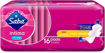 Saba Intima Maxi Regular Pads with Wings, 112 Count (7 Packs of 16)