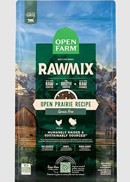 Open Farm Rawmix Prairie Recipe For Cats, Includes Kibble, Bone Broth, And Freeze Dried Raw, Inspired By The Wild, Humanely Raised Protein And Non-Gmo Fruits And Veggies, 2.25 Lb