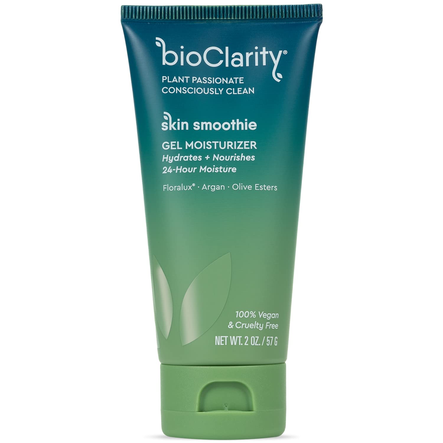 Bioclarity Skin Smoothie Gel Moisturizer, 24-Hour Hydration, For Normal & Oily Skin, 100% Vegan Formula, Clean Ingredients With Olive, Argan & Ceramide, 1 Fl Oz