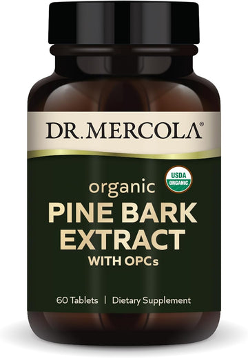 Dr. Mercola Organic Pine Bark Extract, 30 Servings (60 Tablets), With Opcs, Dietary Supplement, Antioxidant Support, Non-Gmo, Certified Usda Organic