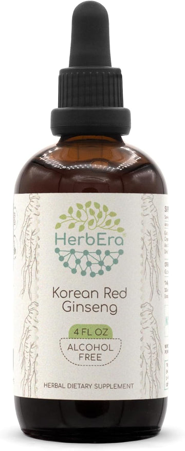 Korean Red Ginseng B120 Alcohol-Free Herbal Extract Tincture, Wildcrafted Korean Red Ginseng (Asian Ginseng, Panax Ginseng) Dried Root (4 fl oz)