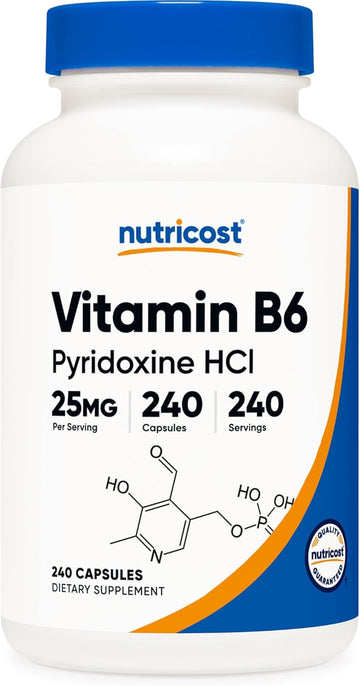 Nutricost Vitamin B6 (Pyridoxine Hcl) 25Mg, 240 Capsules - Non-Gmo, Gluten Free And Vegetarian Friendly