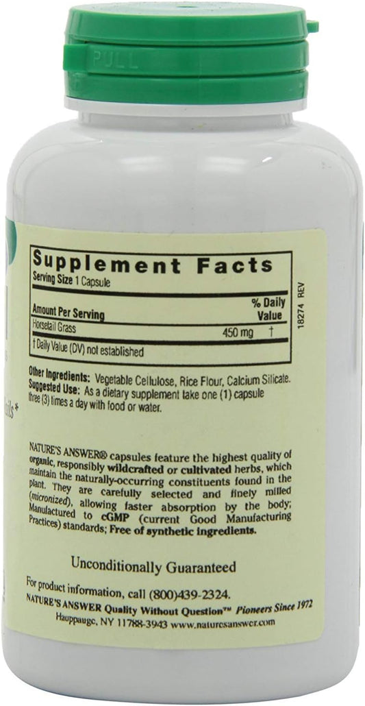 Nature'S Answer Horsetail Herb | Promotes Healthy Hair, Skin & Nails | Made In The Usa | Gluten-Free, Alcohol-Free, Kosher Certified & No Preservatives | Capsules 90Ct