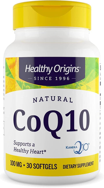 Healthy Origins CoQ10 (Kaneka Q10) 100mg Softgels - Heart Health & Energy Supplement - Gluten Free - Non-GMO - 30 Softgels