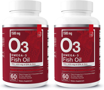 Essential Elements Omega-3 Fish Oil Supplement With Epa & Dha | Fatty Acids For Immune, Heart & Cognitive Support | Omega-3 Fish Oil 120 Softgels (2-Pack)