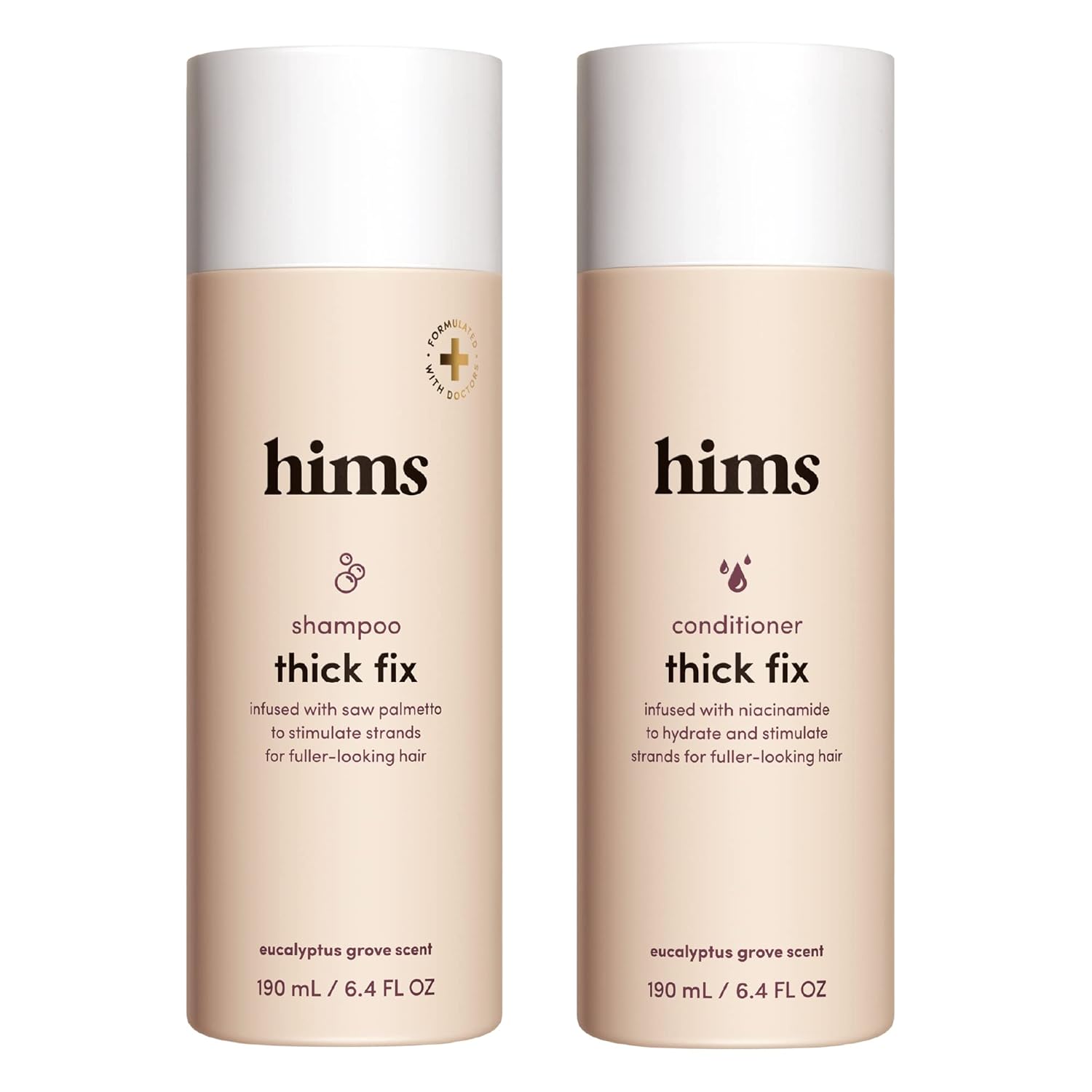 Hims Thick Fix Shampoo And Conditioner Set For Men- Thickening, Moisturizing, Reduces Shedding- Color Safe Hair Loss Shampoo And Conditioner- 2 Pack, 6.4Oz