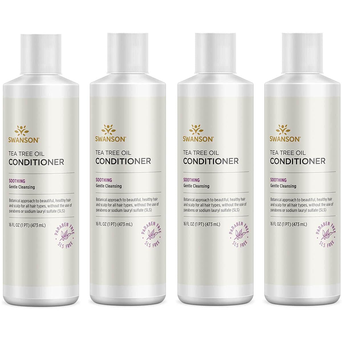 Swanson Tea Tree Oil Conditioner 16 Fl Ounce (1 Pt) (473 Ml) Liquid (4 Pack)