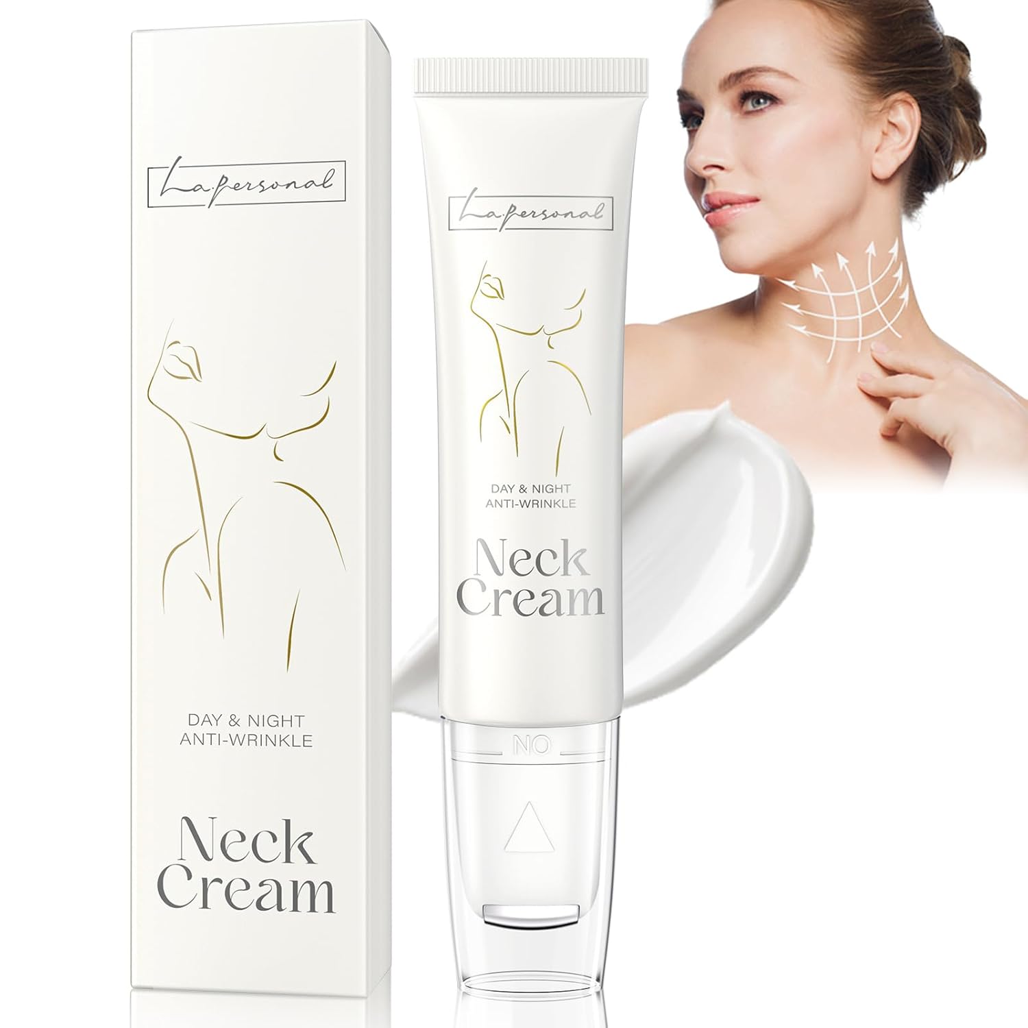 La.Personal Neck Cream, Neck Firming And Tightening Serum Moisturizer For Sagging Skin, Fine Lines, Décolleté With Lift Cooling Roller -2.14 Oz/60G