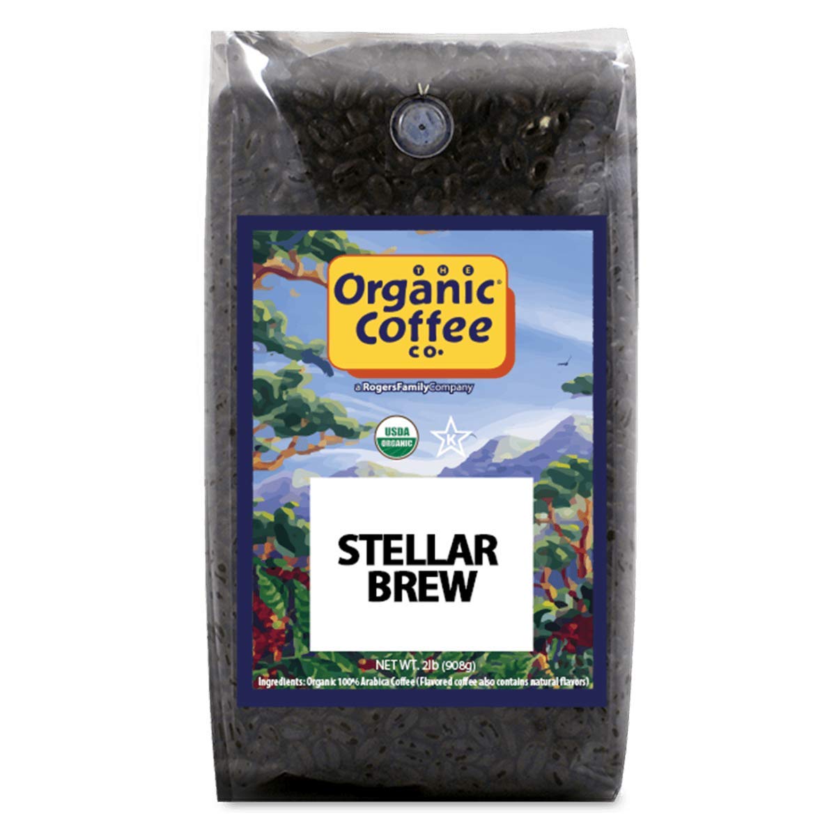 The Organic Coffee Co. Whole Bean Coffee - Steller Brew (2lb Bag), Medium Roast, USDA Organic