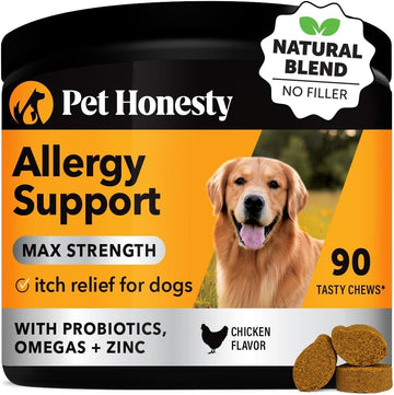 Pet Honesty Dog Allergy Relief Immunity Max Strength - Dog Allergy Chews, Probiotics for Dog, Dog Skin and Coat Supplement, Itch Relief for Dogs,Seasonal Allergy Support Supplement (Chicken)