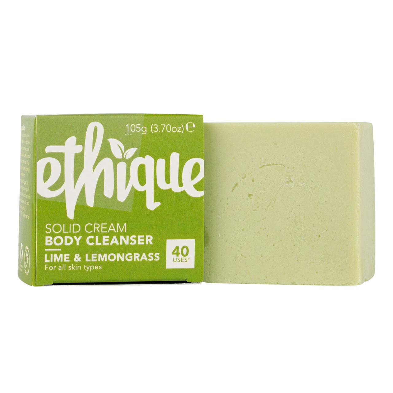 Ethique Lime & Lemongrass Solid Cream Body Cleanser - Body Wash for Sensitive Skin - Plastic-Free, Vegan, Cruelty-Free, Eco-Friendly, 3.7 oz (Pack of 1)
