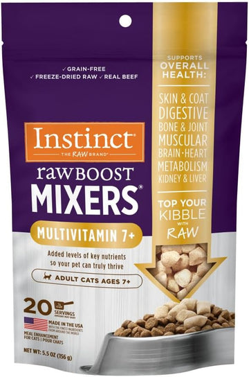 Instinct Raw Boost Mixers Freeze Dried Raw Cat Food Topper, Grain Free Cat Food Topper With Functional Ingredients 5.5 Oz