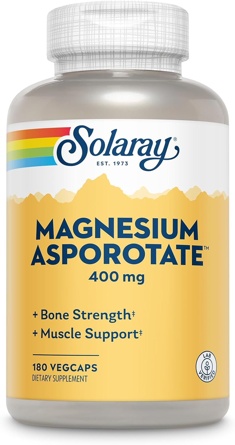 Solaray Magnesium Asporotate 400 Mg | Aspartate, Orotate & Citrate Complex | Healthy Heart, Muscle, Nerve & Circulatory Function Support | 180 Vegcaps