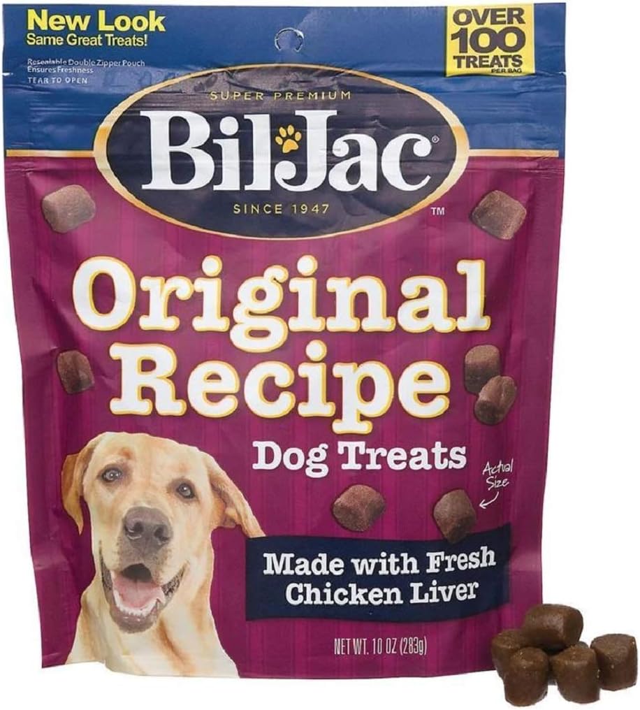 Bil-Jac Dog Treats - Original Recipe Chicken Liver Soft Puppy Training Treat Rewards, 20oz Resealable Double Zipper Pouch (6-Pack) : Pet Supplies