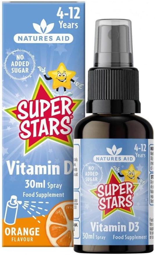 Natures Aid Super Stars Vitamin C For Kids – Supports Immune System, Energy & Growth – No Added Sugar, Vegan & Tooth Friendly – Natural Cherry Flavour For Children 4-12 Years Old - 60 Chewable Tablets