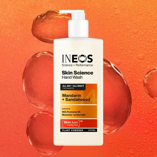 Ineos Skin Science - With Provitamin B5 Hand Wash Mandarin + Sandalwood - With Skinactiv Cooling Tech™ - Plant Powered 500Ml