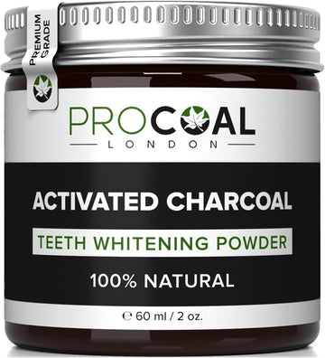 Activated Charcoal Teeth Whitening Powder By Procoal - 100% Natural Charcoal Teeth Whitening Toothpaste, Enamel-Safe, No Additives, No Fillers, No Artificial Flavour, Made In The Uk