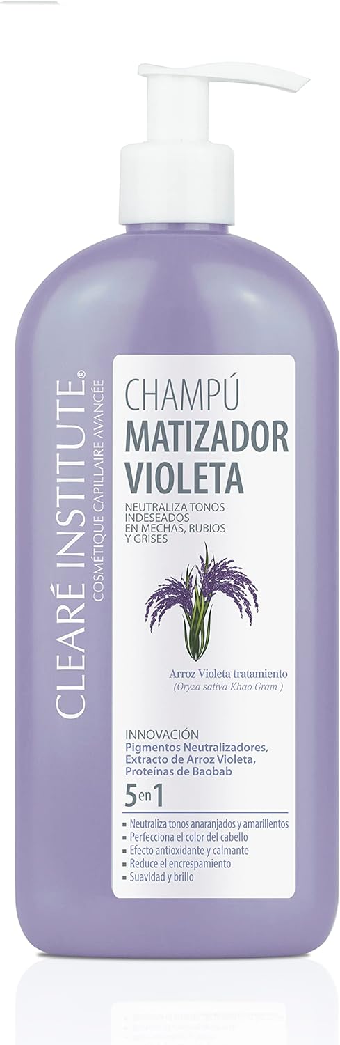 Clearé Institute Purple Colour Shampoo Neutralises Unwanted Tones Purple Colour Shampoo Specially for Dyed, Blonde, Bleached or Grey Hair 96.6% Natural Ingredients 400 ml