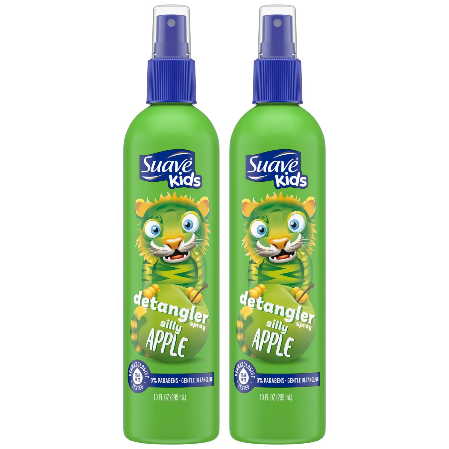 Suave Kids Detangler Spray, Silly Apple, Tear-Free And Dermatologist Tested Kids Hair Detangler Spray, 10 Oz Ea (Pack Of 2)