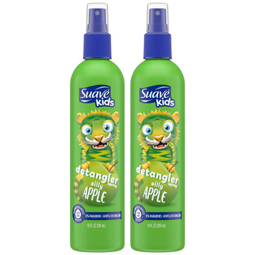 Suave Kids Detangler Spray, Silly Apple, Tear-Free And Dermatologist Tested Kids Hair Detangler Spray, 10 Oz Ea (Pack Of 2)