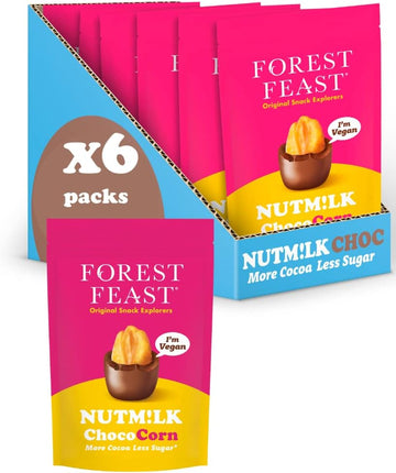 Forest Feast, Vegan Nutm!Lk Chococorn 6 X 110G | Vegan Milk Chocolate Coated Corn, Sweet & Salty Snack, Nutmilk Chocolate - Dairy Free & Gluten Free Vegan Snack