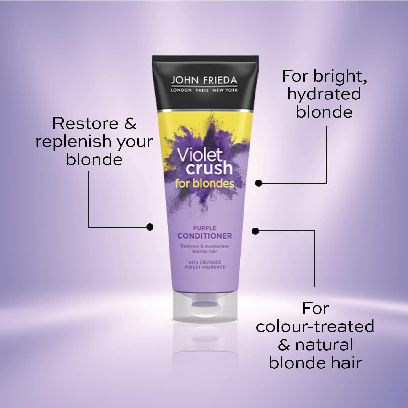 John Frieda Violet Crush for Blondes Toning Conditioner for Blonde Hair, Purple Conditioner for Blondes 75 ml (Pack of 2) : Amazon.co.uk: Beauty